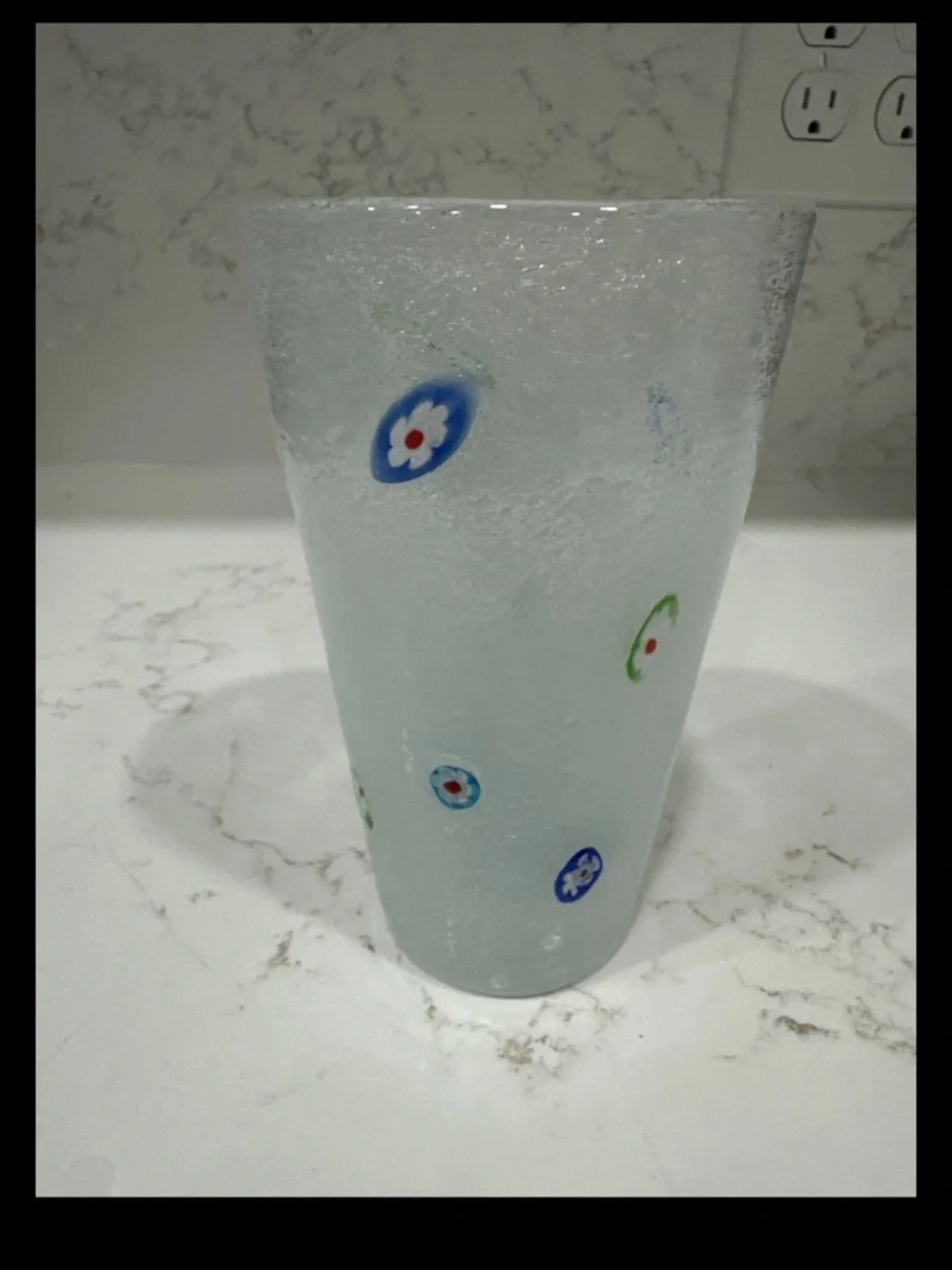 Crate And Barrel Zazz 1 Millefiori Bubble Glass Tumbler